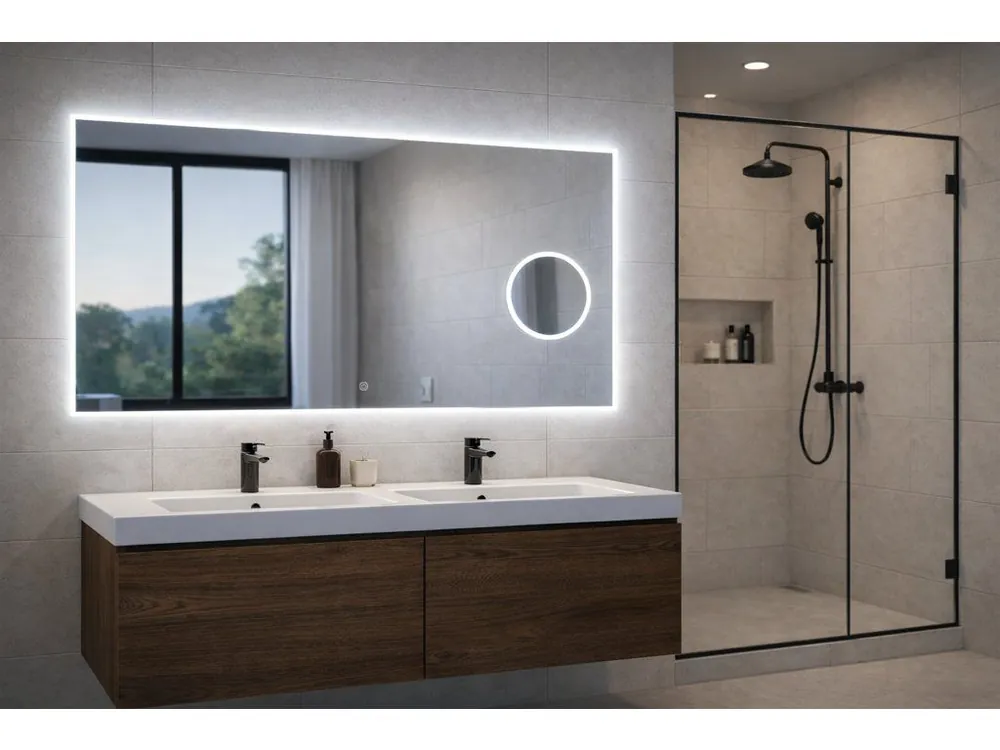 LED zrcadlo Aura Focus 140x65 cm | Nastavitelná chromatičnost a 5x lupa Výhodná Nabídka