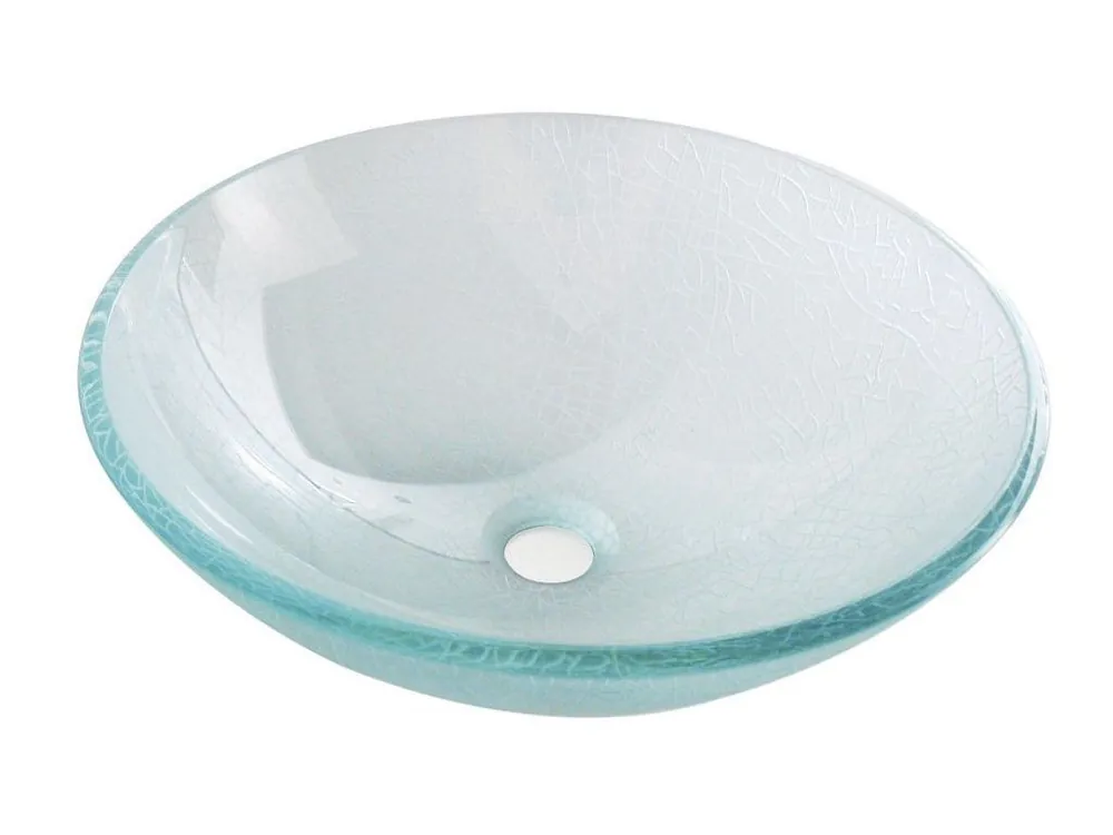 Expresní Doručení Sapho ICE skleněné umyvadlo na desku Ø 42cm, čirá s pískováním 2501-04