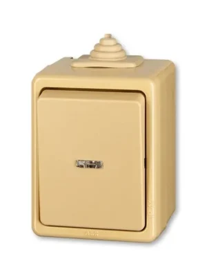 ABB Praktik 3553-02922 D Spínač dvojpólový IP 44 s čirým průzorem, se signalizační doutnavkou, béžová vhodné na dřevo bez podložky Zlevněný
