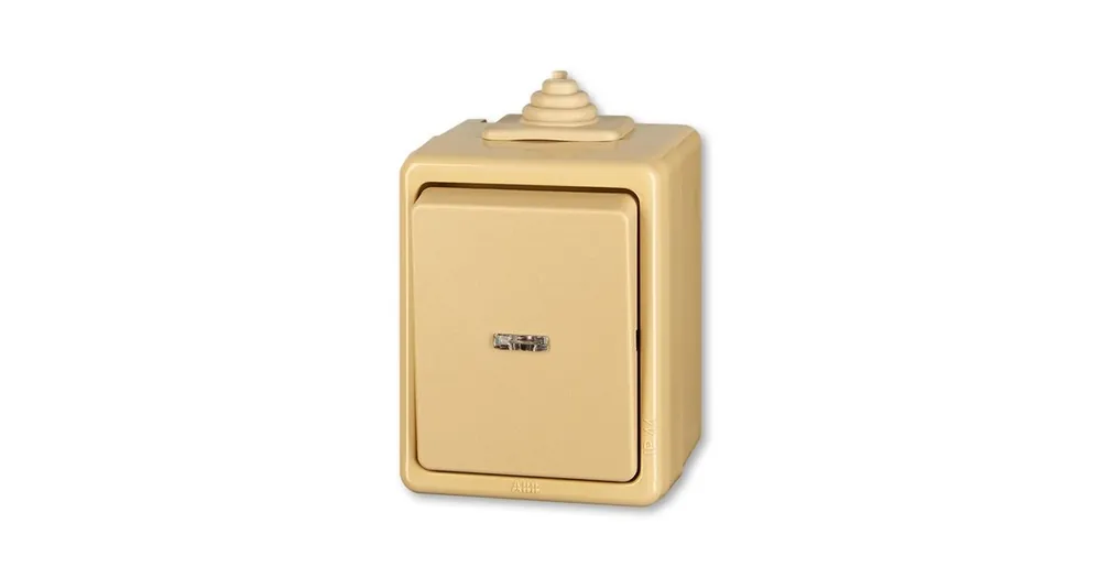 ABB Praktik 3553-02922 D Spínač dvojpólový IP 44 s čirým průzorem, se signalizační doutnavkou, béžová vhodné na dřevo bez podložky Zlevněný