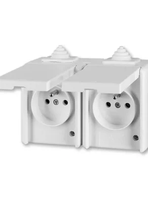 ABB Praktik 5598-2069 B Zásuvka dvojnásobná IP 44, s ochranou před přepětím, bílá vhodné na dřevo bez podložky Víkendová Akce