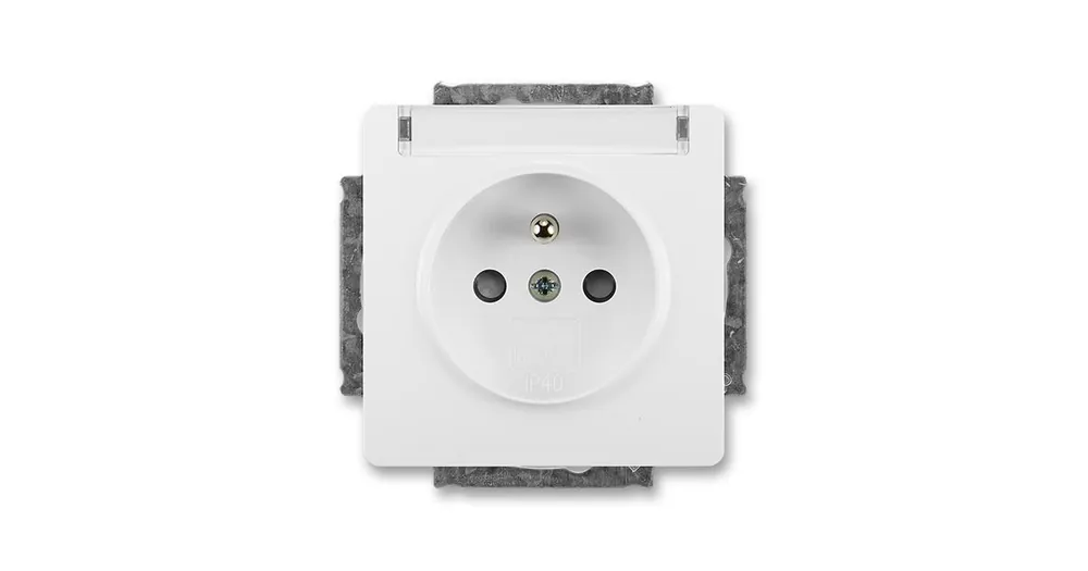 ABB 5518G-A02352 B1 Swing®, Swing®L Zásuvka jednonásobná s ochranným kolíkem, s clonkami, s popisovým polem, jasně bílá Nakupujte Hned