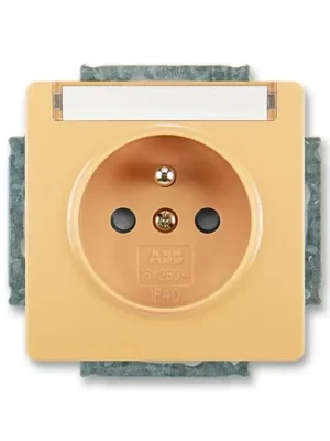ABB 5518G-A02352 D1 Swing®, Swing®L Zásuvka jednonásobná s ochranným kolíkem, s clonkami, s popisovým polem, béžová Dokud Zásoby Vydrží