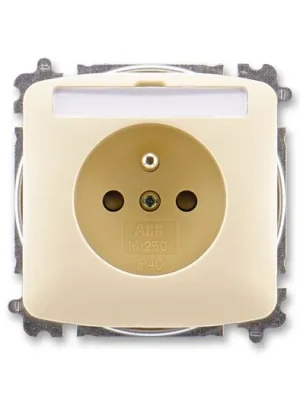 ABB 5519A-A02352 C Tango® Zásuvka jednonásobná s ochranným kolíkem, s clonkami, s popisovým polem, slonová kost Novinka
