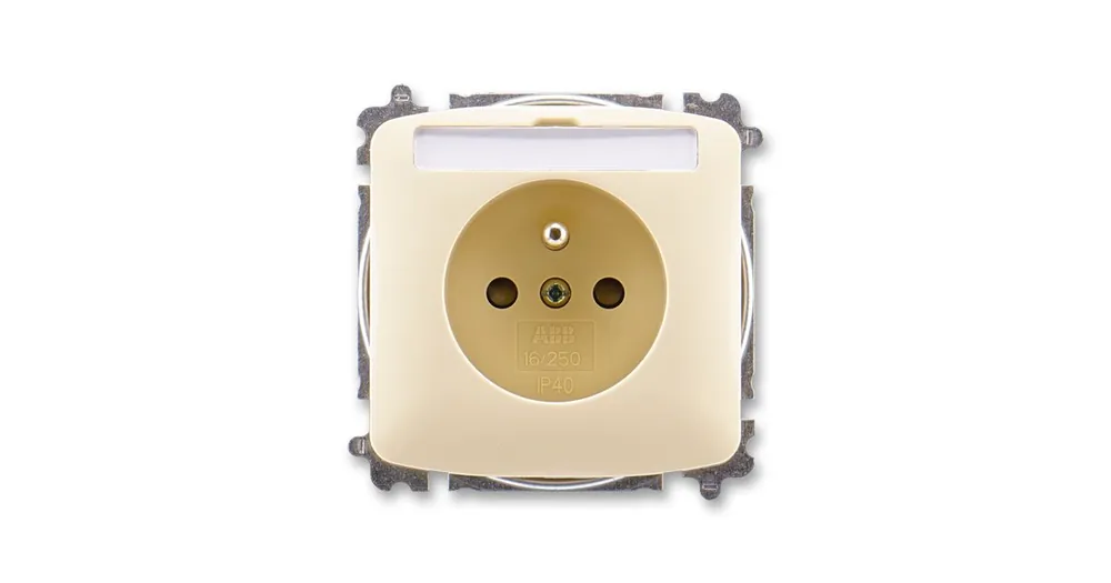 ABB 5519A-A02352 C Tango® Zásuvka jednonásobná s ochranným kolíkem, s clonkami, s popisovým polem, slonová kost Novinka
