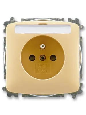 ABB 5519A-A02352 D Tango® Zásuvka jednonásobná s ochranným kolíkem, s clonkami, s popisovým polem, béžová Nová Kolekce