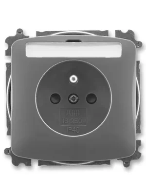 ABB 5519A-A02352 S2 Tango® Zásuvka jednonásobná s ochranným kolíkem, s clonkami, s popisovým polem, kouřová šedá Novinka
