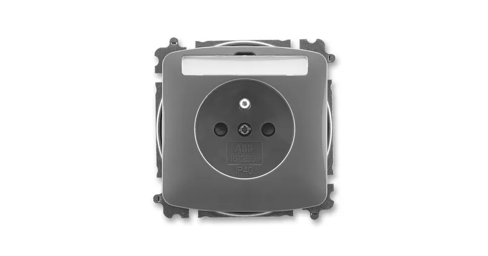 ABB 5519A-A02352 S2 Tango® Zásuvka jednonásobná s ochranným kolíkem, s clonkami, s popisovým polem, kouřová šedá Novinka