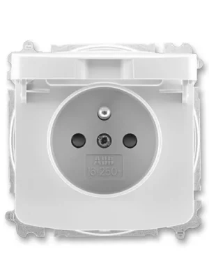 ABB 6619A-A06397 S Tango® Zásuvka jednonásobná s ochranným kolíkem, s clonkami, s víčkem,Světle ŠEDÁ náhrada za 5519A-A02397 Poslední Šance
