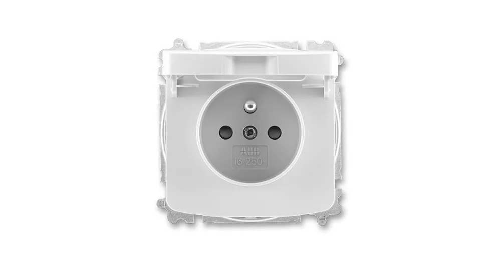 ABB 6619A-A06397 S Tango® Zásuvka jednonásobná s ochranným kolíkem, s clonkami, s víčkem,Světle ŠEDÁ náhrada za 5519A-A02397 Poslední Šance