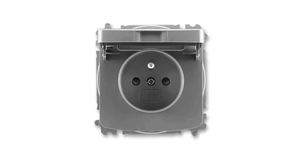 ABB 6619A-A06397 S2 Tango® Zásuvka jednonásobná s ochranným kolíkem, s clonkami, s víčkem, kouřová šedá náhrada za 5519A-A02397 Doprava Zdarma