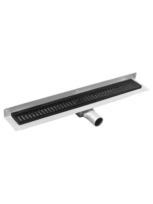 Značkový MANUS BLACK nerezový sprchový kanálek ke stěně s roštem ONDA, 650x112x55mm, GMO22B