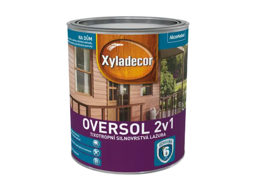 Značkový Xyladecor OVERSOL 2v1 nátěr na dřevo bílý krycí 0,75l