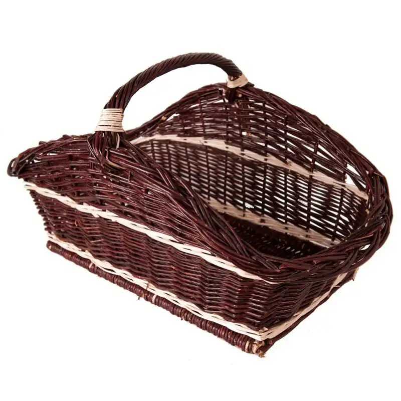 Koš na dřevo proutěný rovný, tmavý prošívaný Super Cena