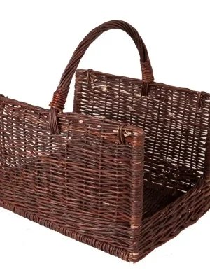 Koš na dřevo proutěný rovný, tmavý Horká Nabídka