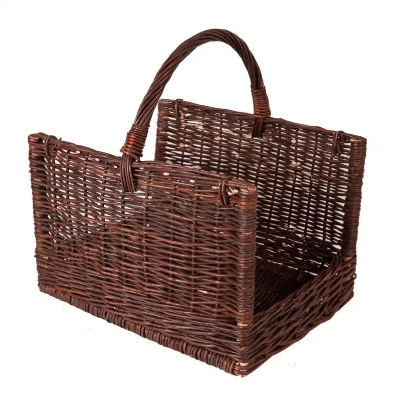 Koš na dřevo proutěný rovný, tmavý Horká Nabídka