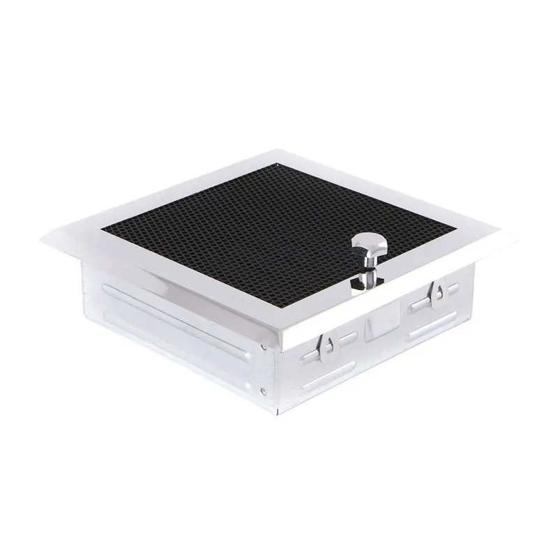 Značkový Krbová mřížka 16x16 cm, PREMIUM chrom s žaluzií