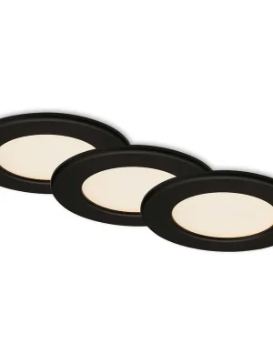3ks sada LED vestavné svítidlo, pr. 11,5 cm, 6 W, 650 lm, černá - BRILONER Cenově Výhodný