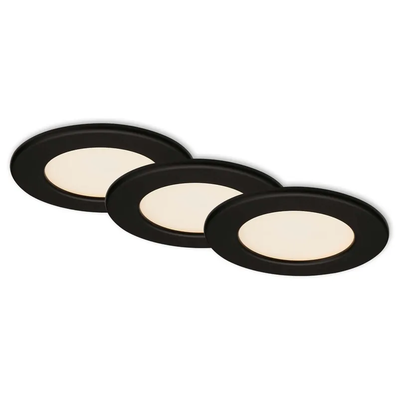 3ks sada LED vestavné svítidlo, pr. 11,5 cm, 6 W, 650 lm, černá - BRILONER Cenově Výhodný