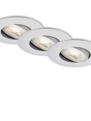 3ks sada ultraploché LED vestavné svítidlo, pr. 9 cm, 5 W, matný chrom - BRILONER Akční Nabídka