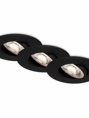 3ks sada ultraploché LED vestavné svítidlo, pr. 9 cm, 5 W, černá - BRILONER Novinka