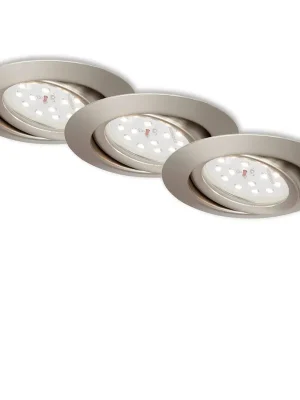 3ks sada LED vestavné svítidlo, pr. 8,2 cm, 3,5 W, matný nikl - BRILONER Speciální Cena