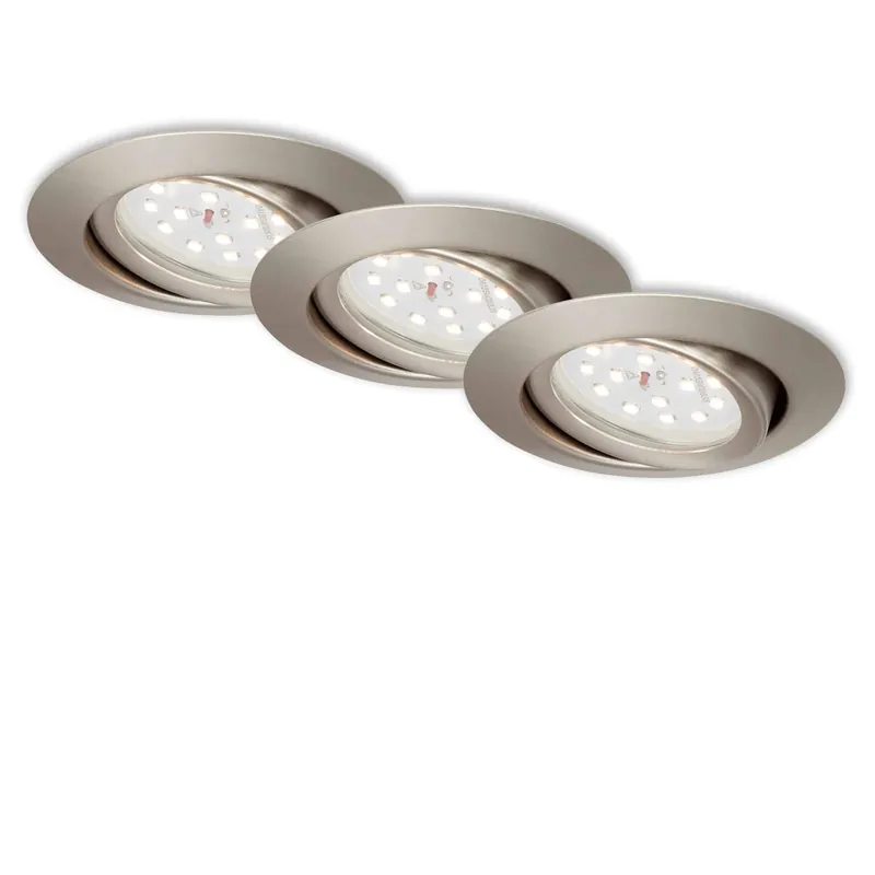 3ks sada LED vestavné svítidlo, pr. 8,2 cm, 3,5 W, matný nikl - BRILONER Speciální Cena