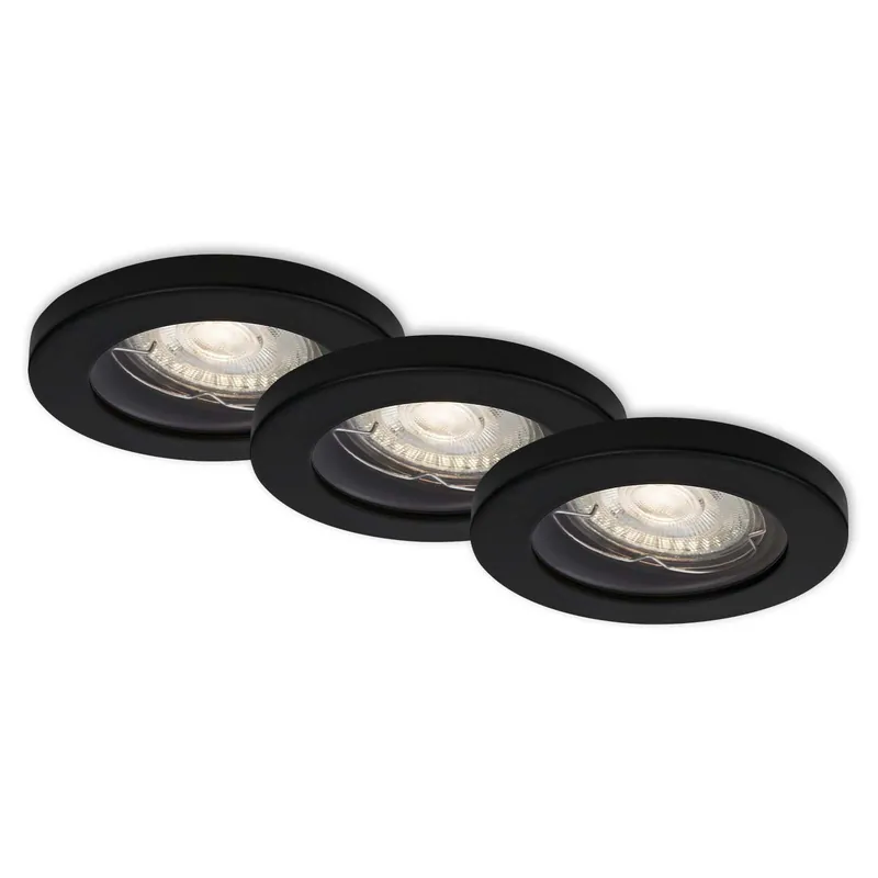 3ks sada LED vestavné svítidlo, pr. 8,5 cm, 5 W, 400 lm, černá - BRILONER Hit Sezóny
