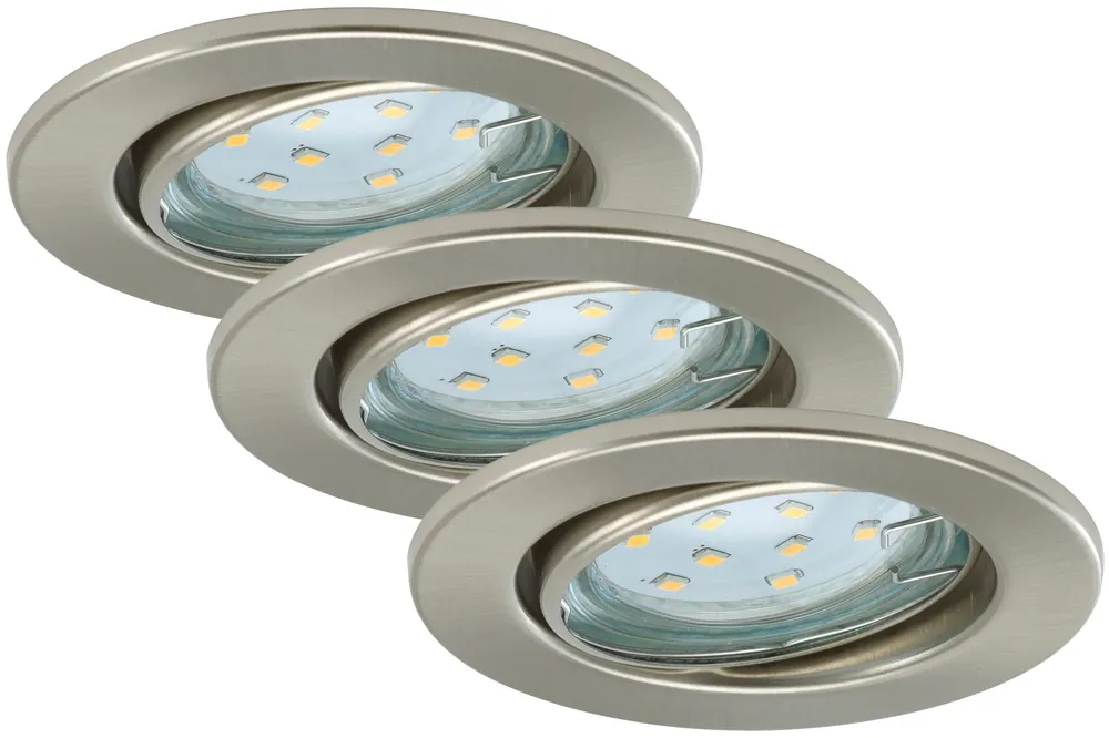 3ks sada LED vestavné svítidlo, pr. 8,6 cm, 3 W, matný nikl - BRILONER Objednat Nyní