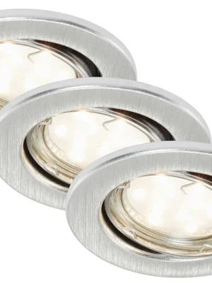 3ks sada LED vestavné svítidlo, pr. 8,6 cm, 3 W, hliník - BRILONER Víkendová Akce