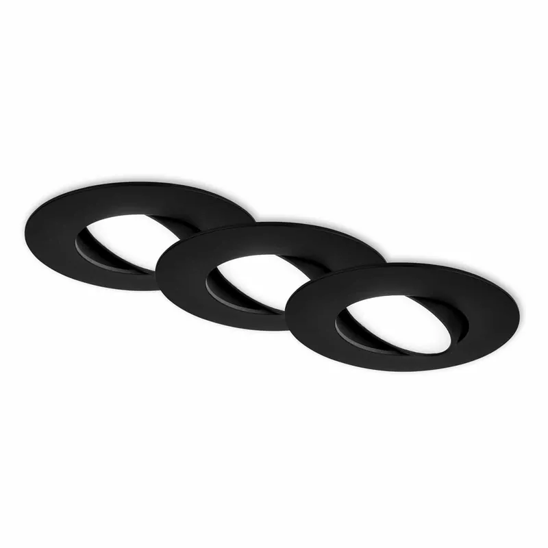 3ks sada LED vestavné svítidlo, 9 cm, 4,9W, 480lm černá - BRILONER Vrácení Zdarma